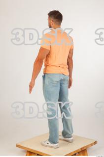 Whole body orange tshirt light blue jeans of Harold 0004